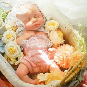 12.21 in Full Silicone Reborn Ivory Baby Girl Dolls Lifelike 2.42LB Weight Baby